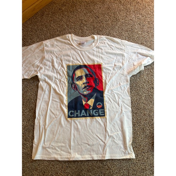Gildan Other - Gildan Barack Obama Change Graphic T-Shirt Mens Large White Y2k